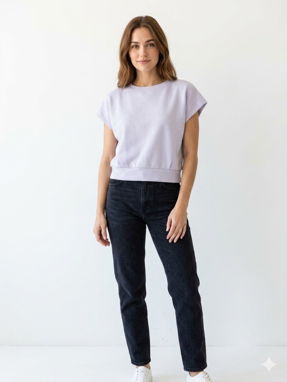 OTOS Women's Lavender Crewneck Short-Sleeve Top